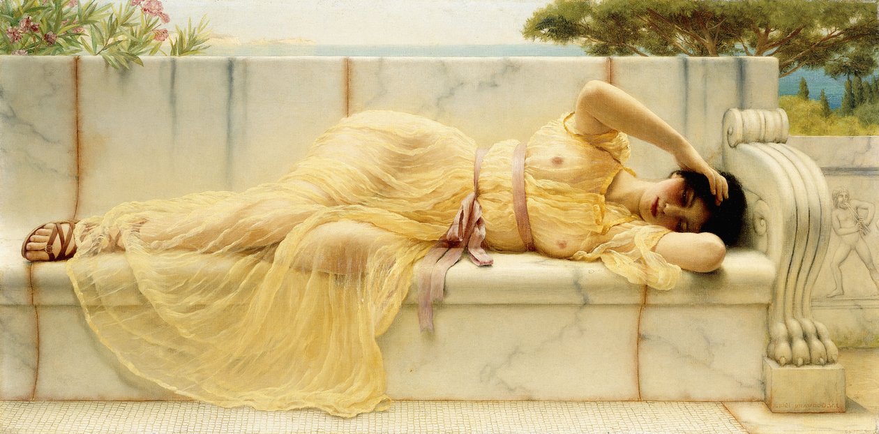 Flicka i gult draperi, 1901 av John William Godward