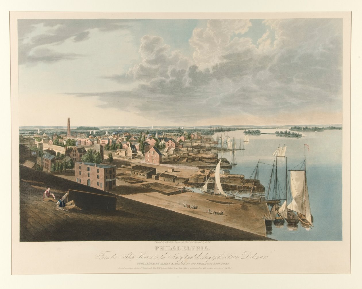 Philadelphia från Ship House i Navy Yard tittar uppför floden Delaware av John William Hill