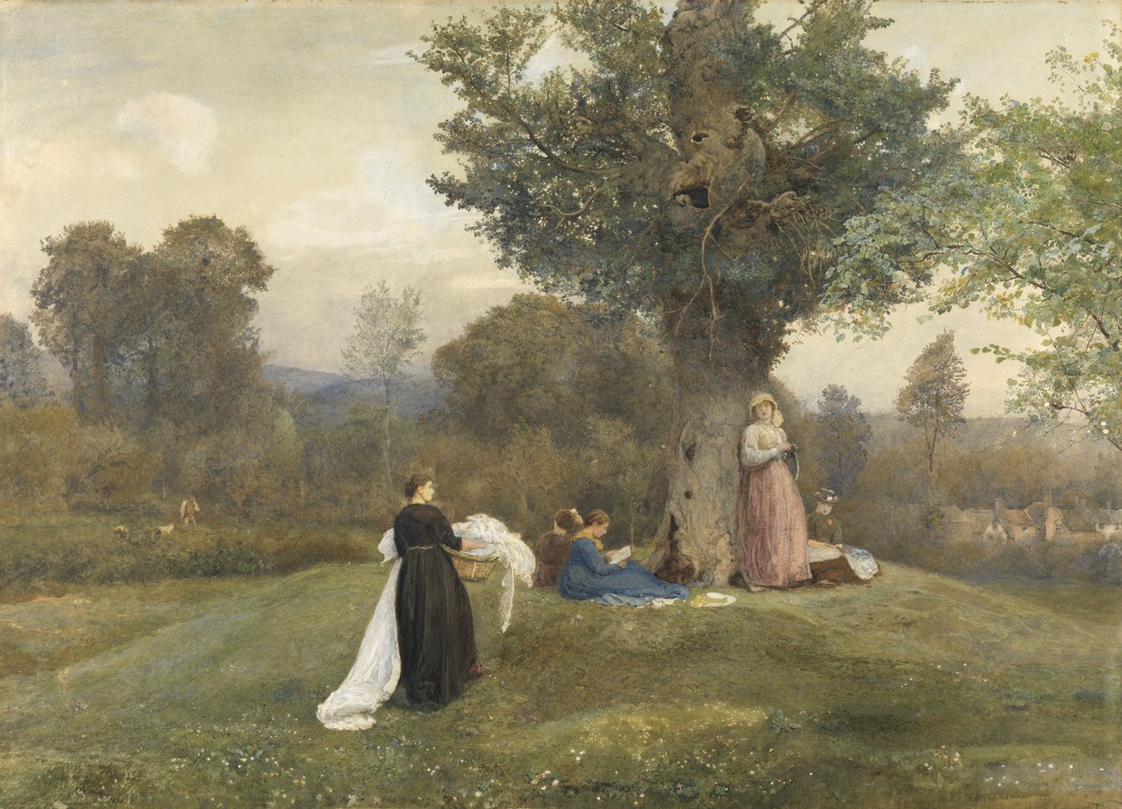 Laundry Day, West Somerset (wc på papper) av John William North