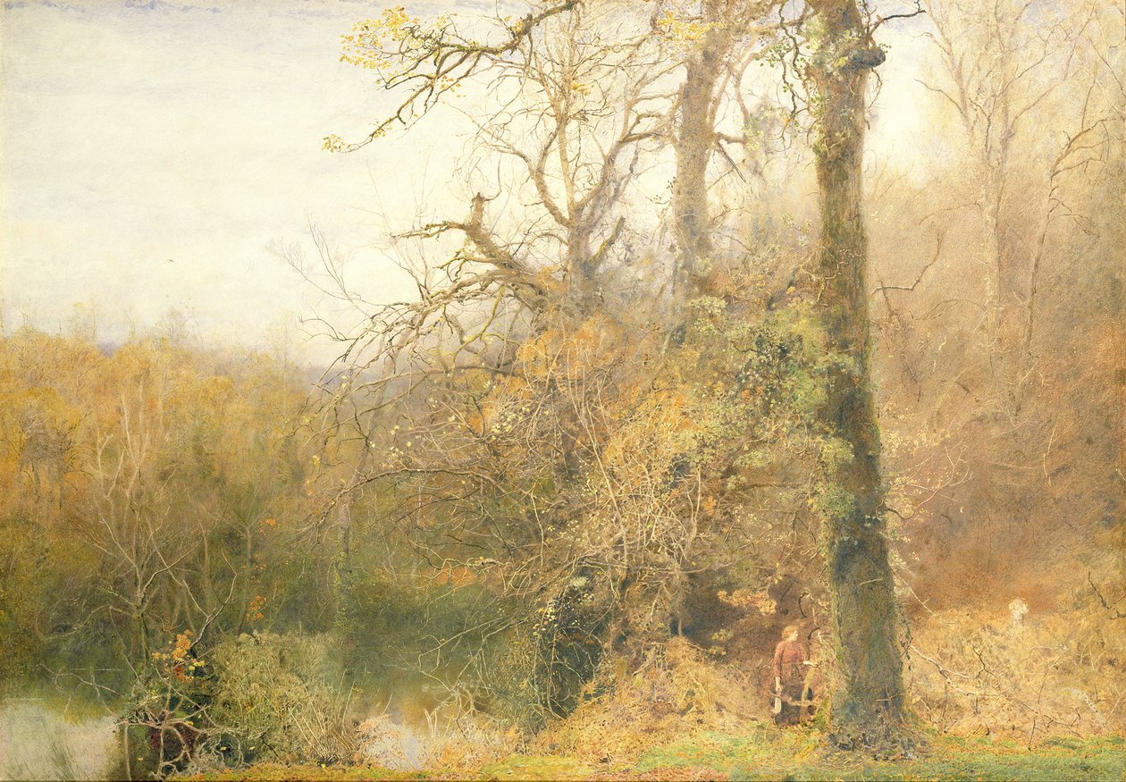 Sir Bevis and the Woodwoman, 1887-88 (wc med utskrapa på papper) av John William North