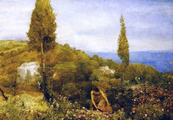 The House of Roses, Tripoli (akvarell över penna på papper) av John William North