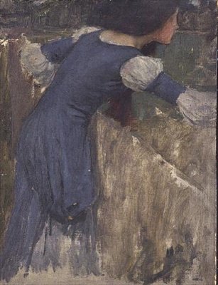 En studie för blomsterplockaren (olja på duk) av John William Waterhouse