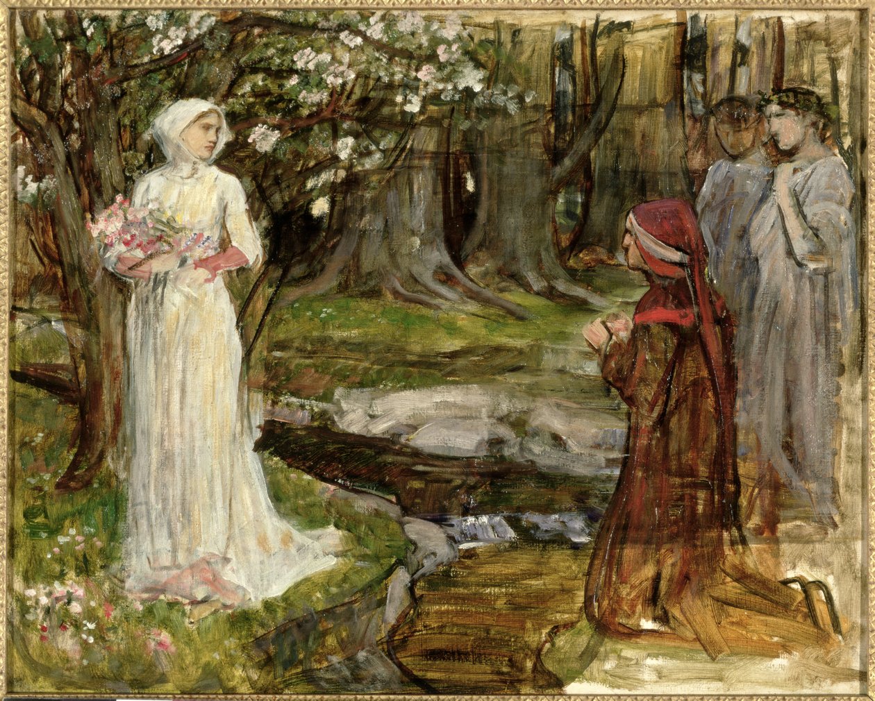 Dante och Beatrice, ca 1916-17 (olja på duk) av John William Waterhouse