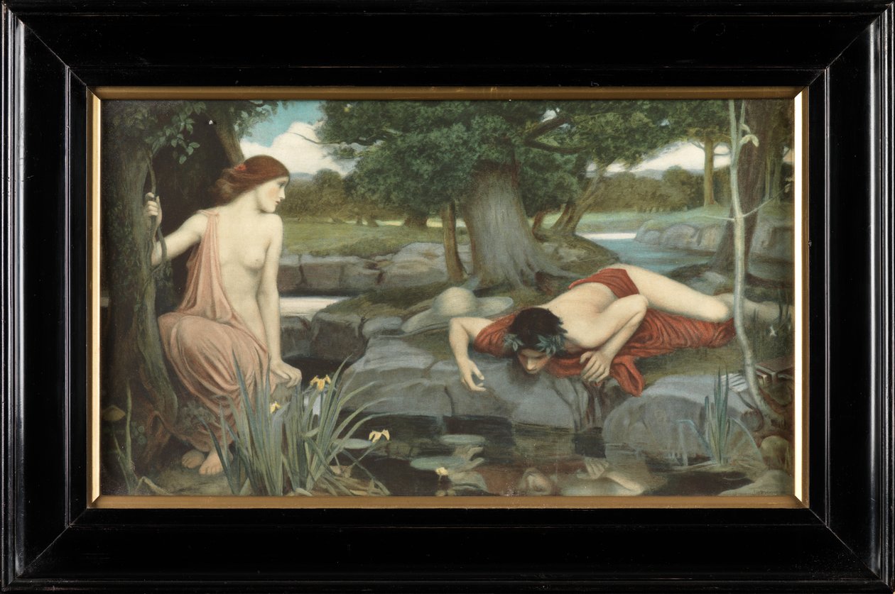 Echo and Narcissus (färgat tryck) av John William Waterhouse