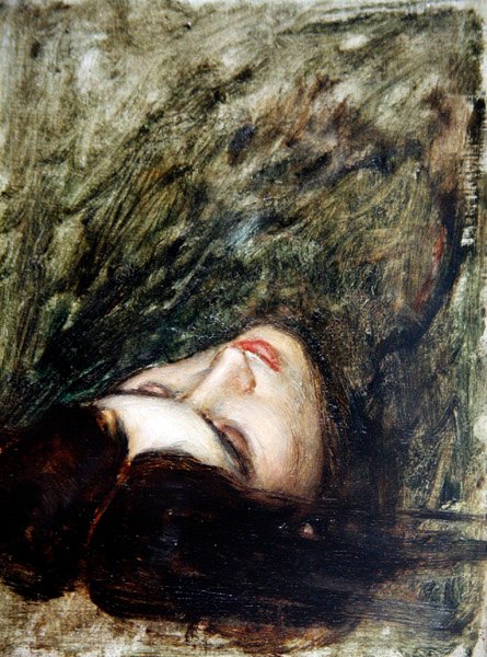 Head of Orpheus - a Sketch, c.1899-1900 (olja ombord) av John William Waterhouse