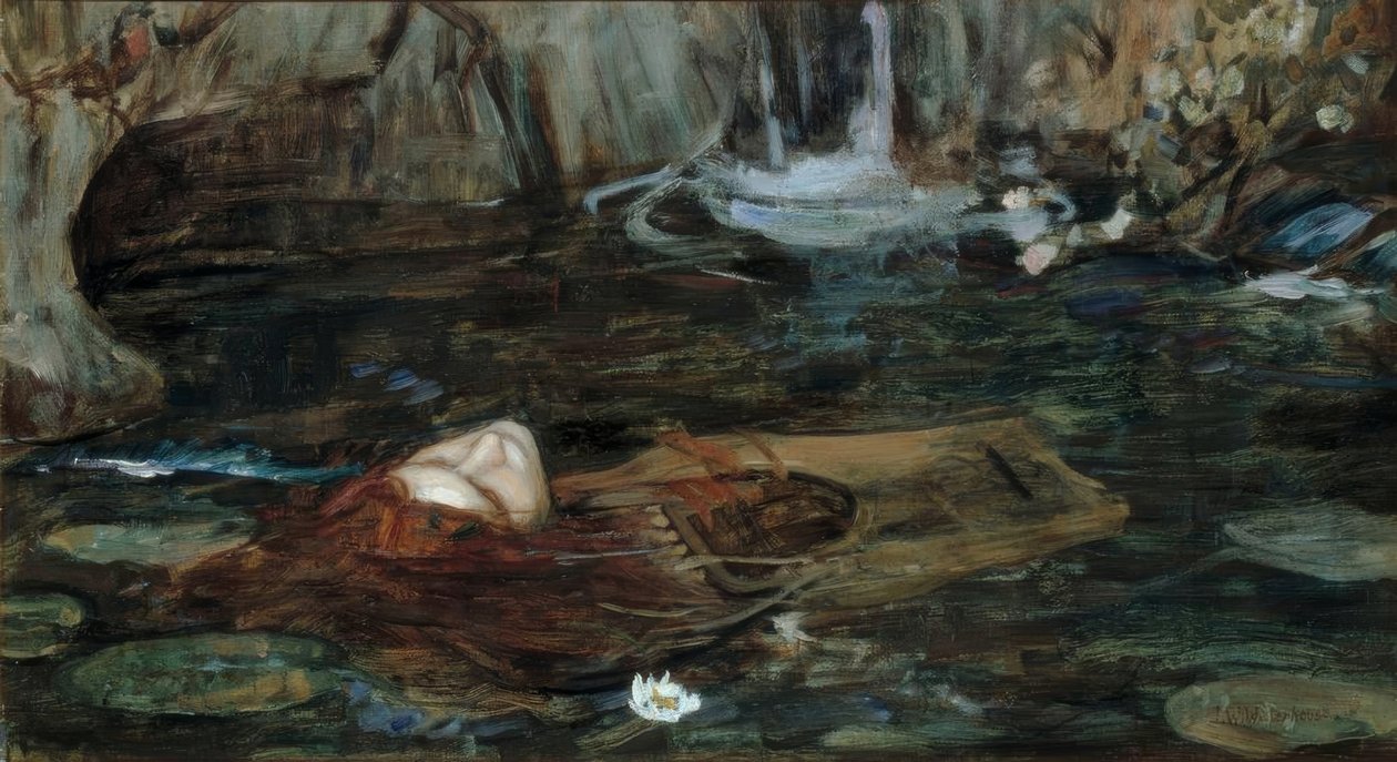 Studie för The Nymphs Finding the Head of Orpheus av John William Waterhouse