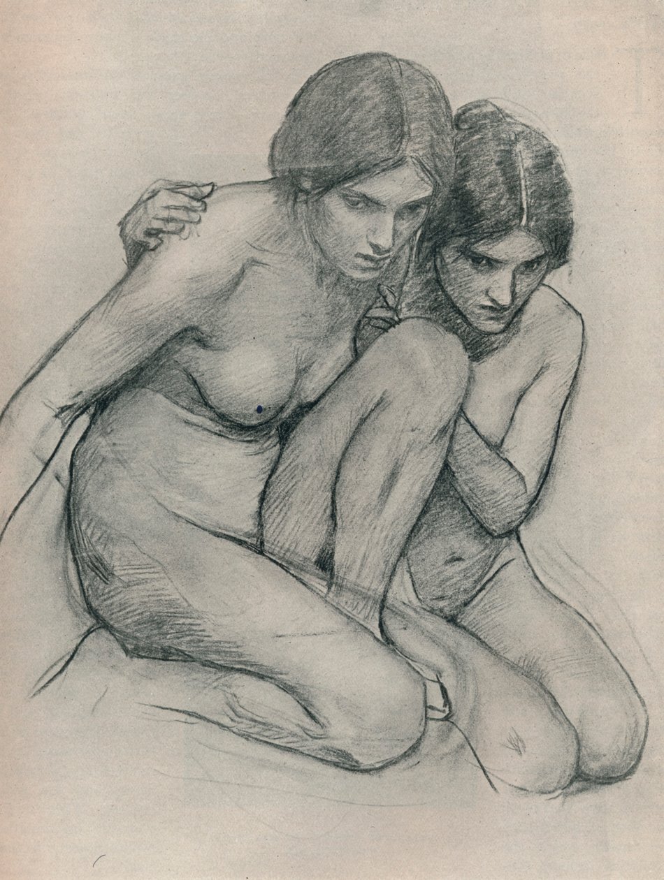 Studie för The Nymphs Finding the Head of Orpheus, c1899 av John William Waterhouse