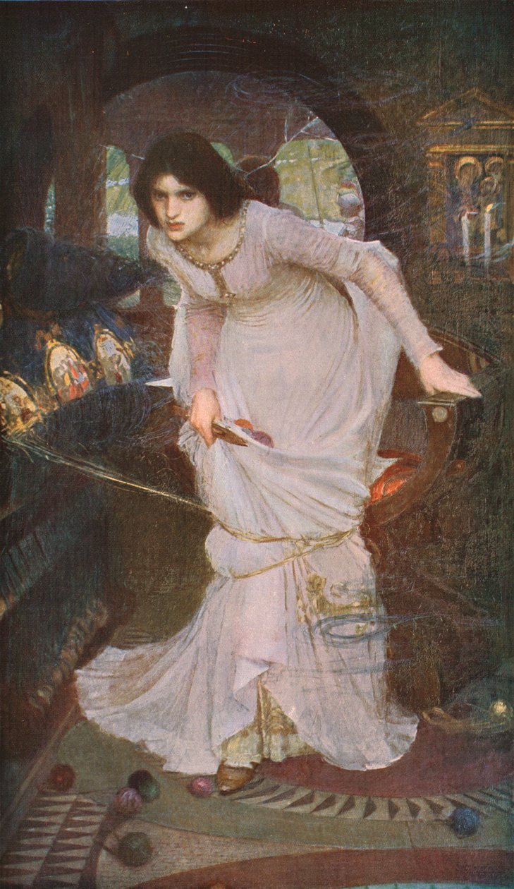The Lady of Shalott tittar på Lancelot, 1894, c1930. av John William Waterhouse