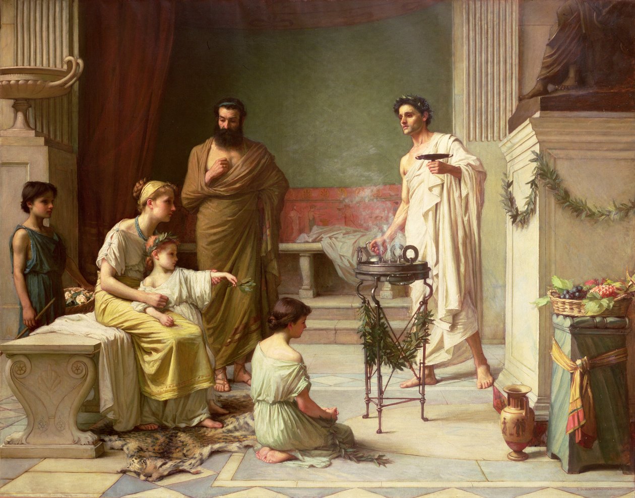 Ett sjukt barns besök i Aesculapius tempel, 1877 av John William Waterhouse