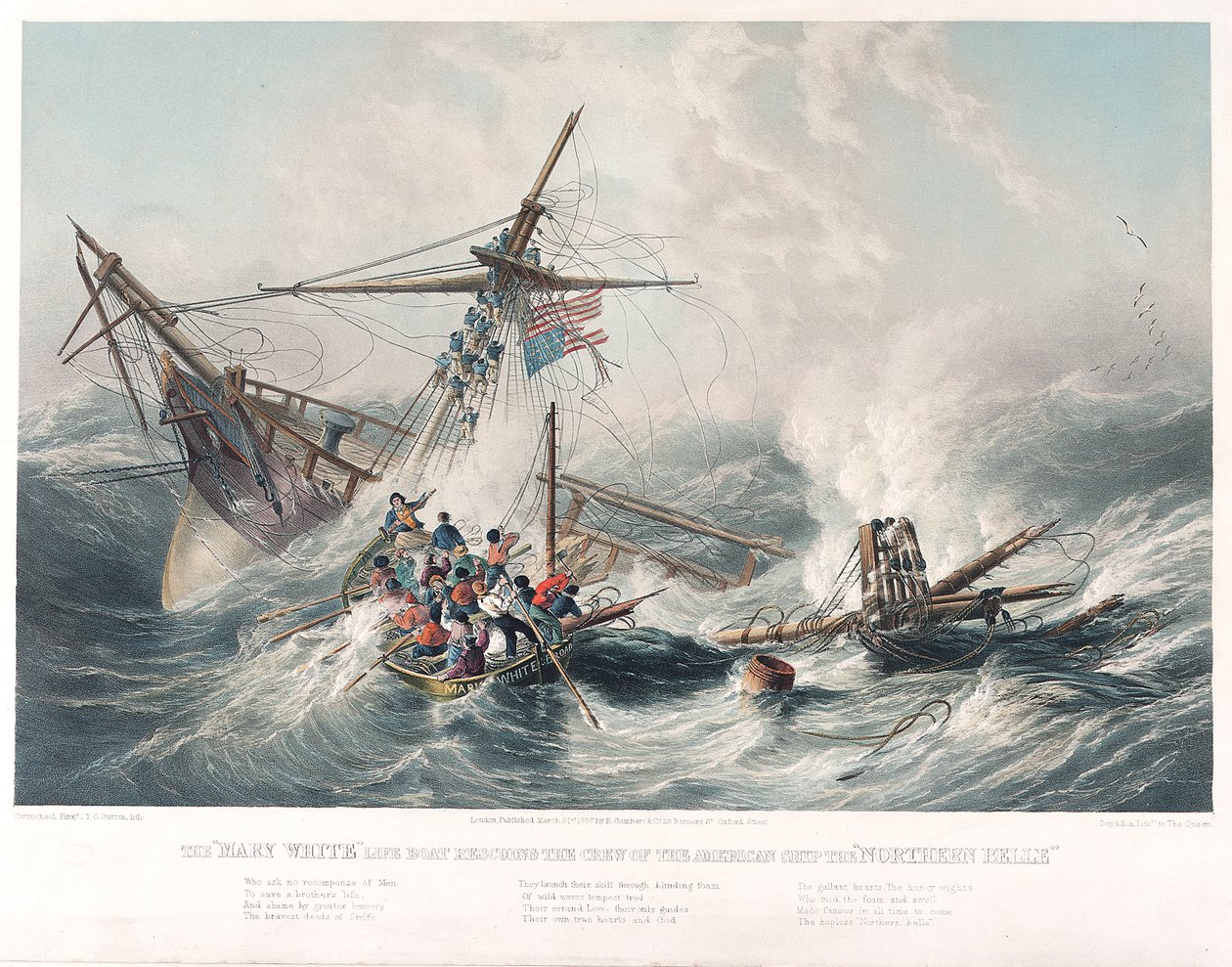 Livbåten "Mary White" räddar besättningen på det amerikanska fartyget "Northern Belle av John Wilson (after) Carmichael