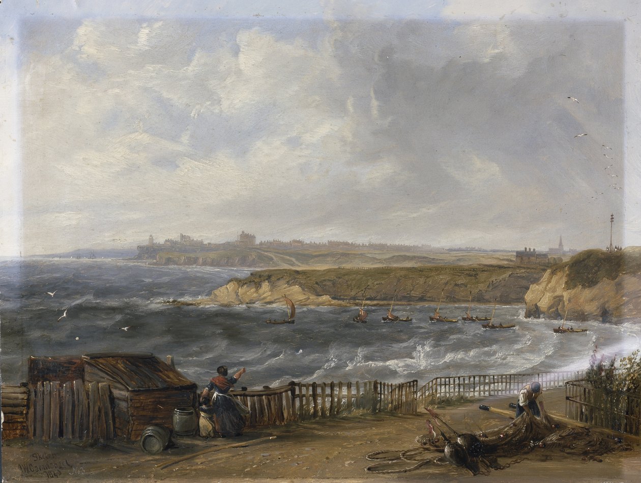 Cullercoats ser mot Tynemouth - Flodvatten av John Wilson Carmichael