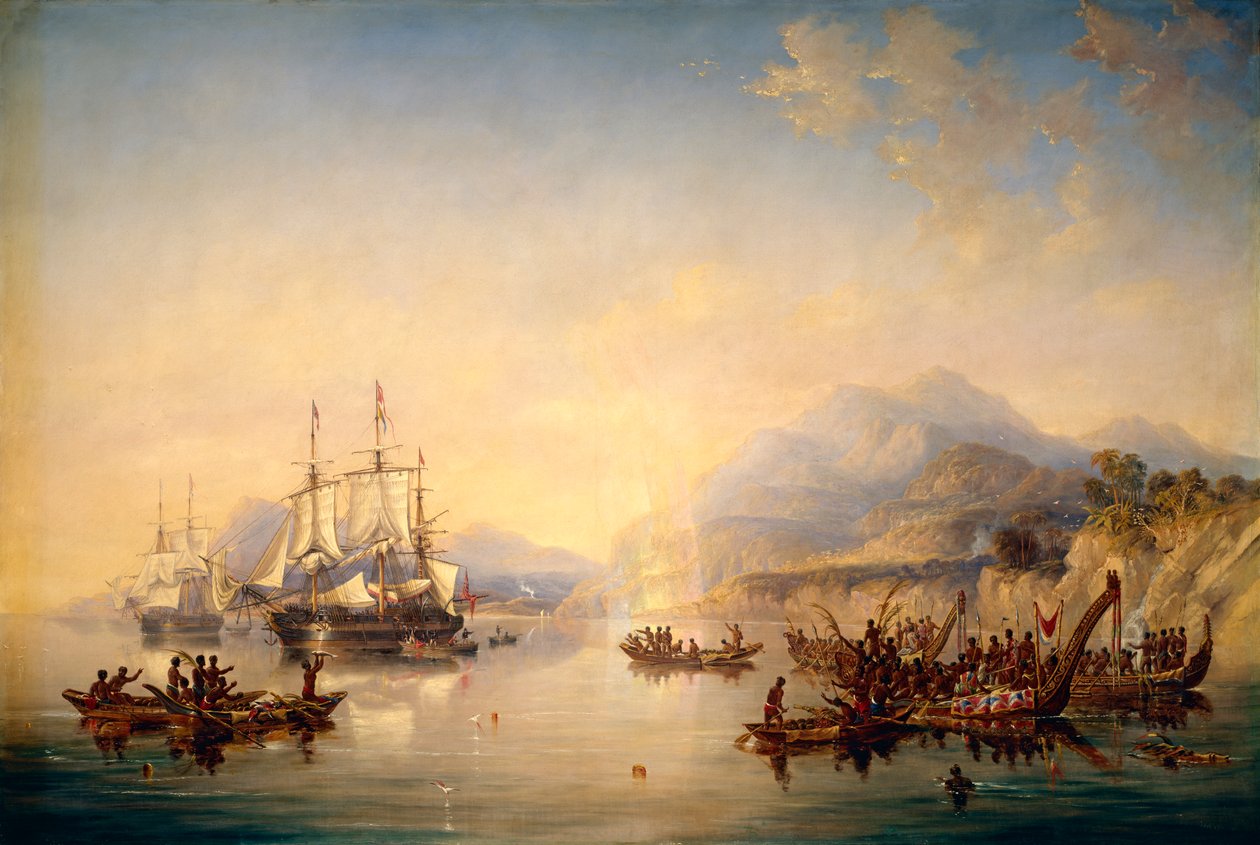 Erebus" och "Terror" i Nya Zeeland, augusti 1841, ca 1847 (olja på duk) av John Wilson Carmichael