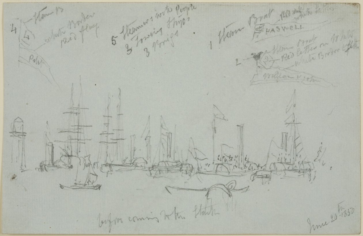 Harbour Scene (penna på papper (grå)) av John Wilson Carmichael