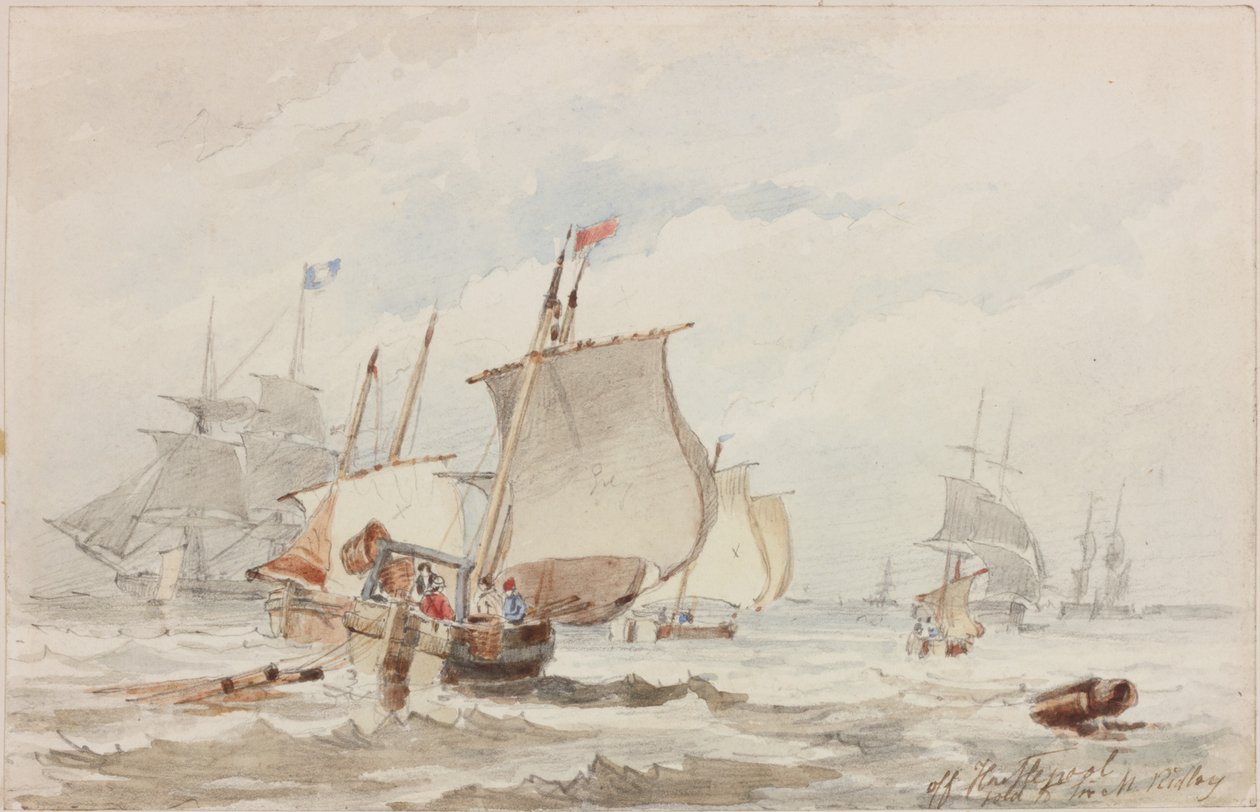 Off Hartlepool (penna och akvarell på papper) av John Wilson Carmichael