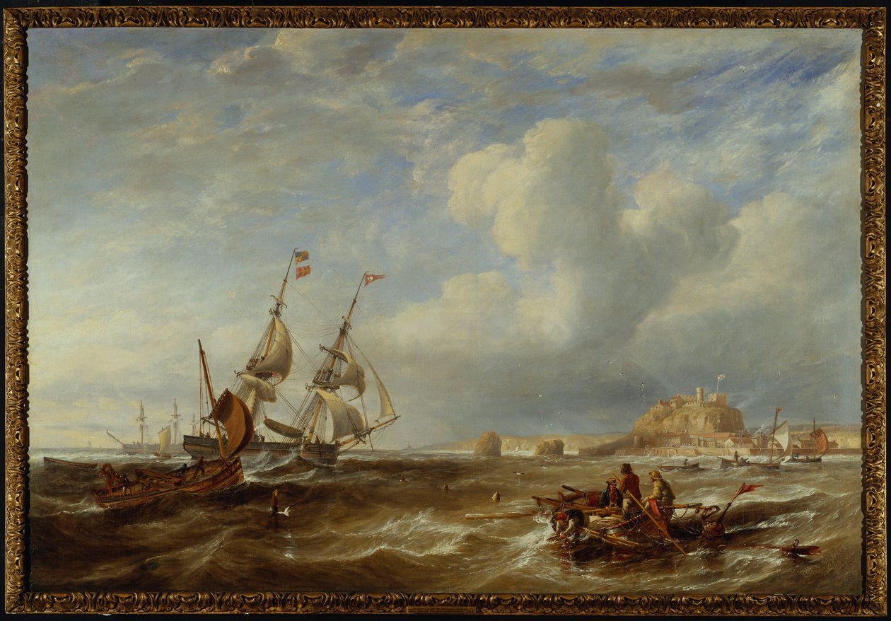 Den 78-ton tunga Brigantine "The Advocate" utanför St. Helier, Jersey, 1749 av John Wilson Carmichael