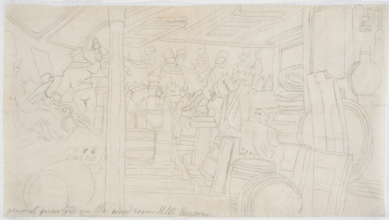 Wardroom H.M.S. Caesar (penna på papper (spårning)) av John Wilson Carmichael