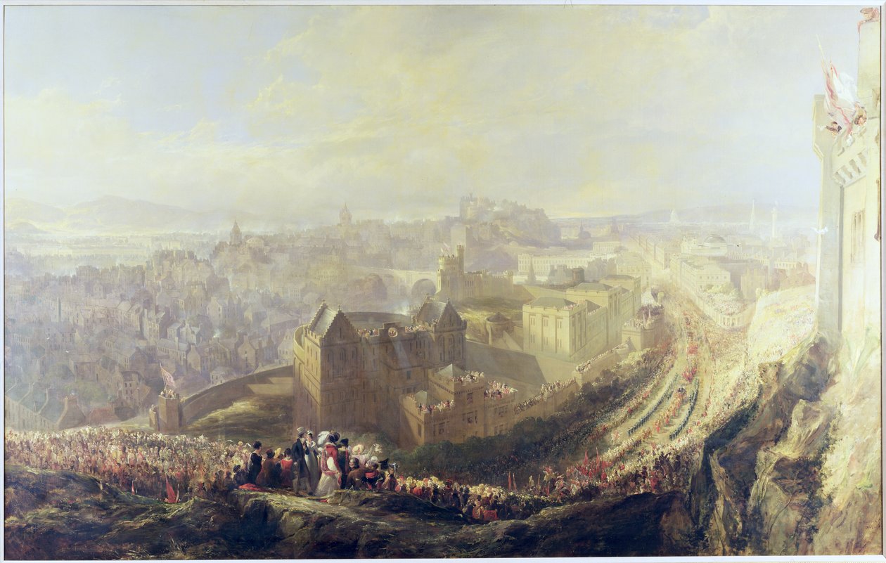 George IV:s intåg i Edinburgh från Carlton Hill, 1822 av John Wilson Ewbank