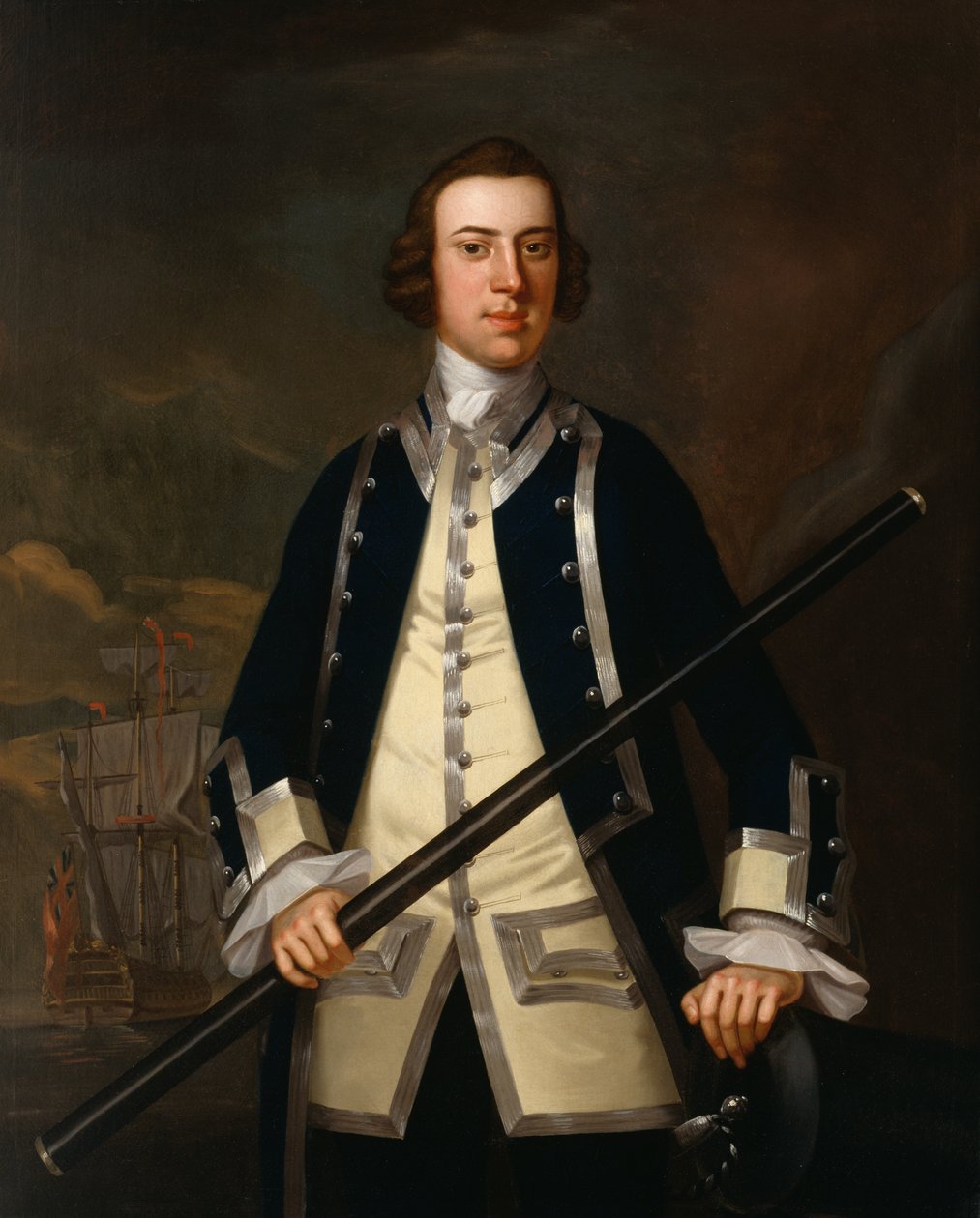 Porträtt av en sjöofficer, traditionellt känd som Augustus Keppel (1725-86) c.1749 av John Wollaston