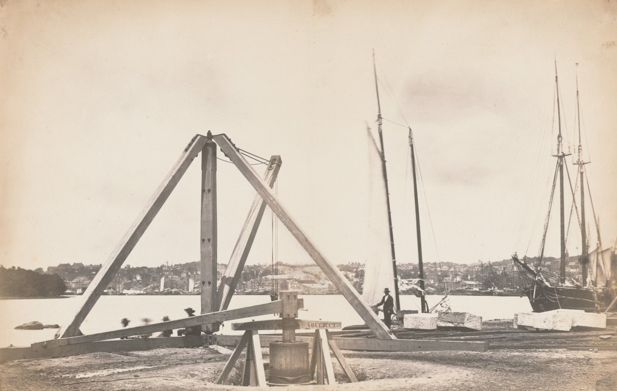 Byggandet av Washington Aqueduct,1858-1859 (foto) av John Wood