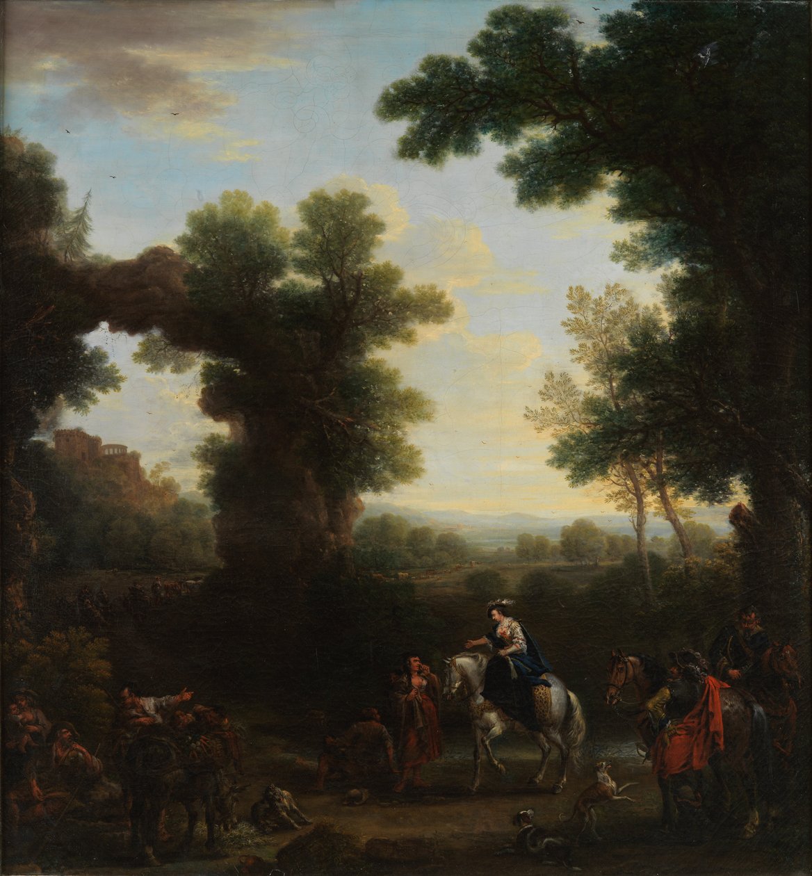 Klassiskt landskap med romska figurer av John Wootton