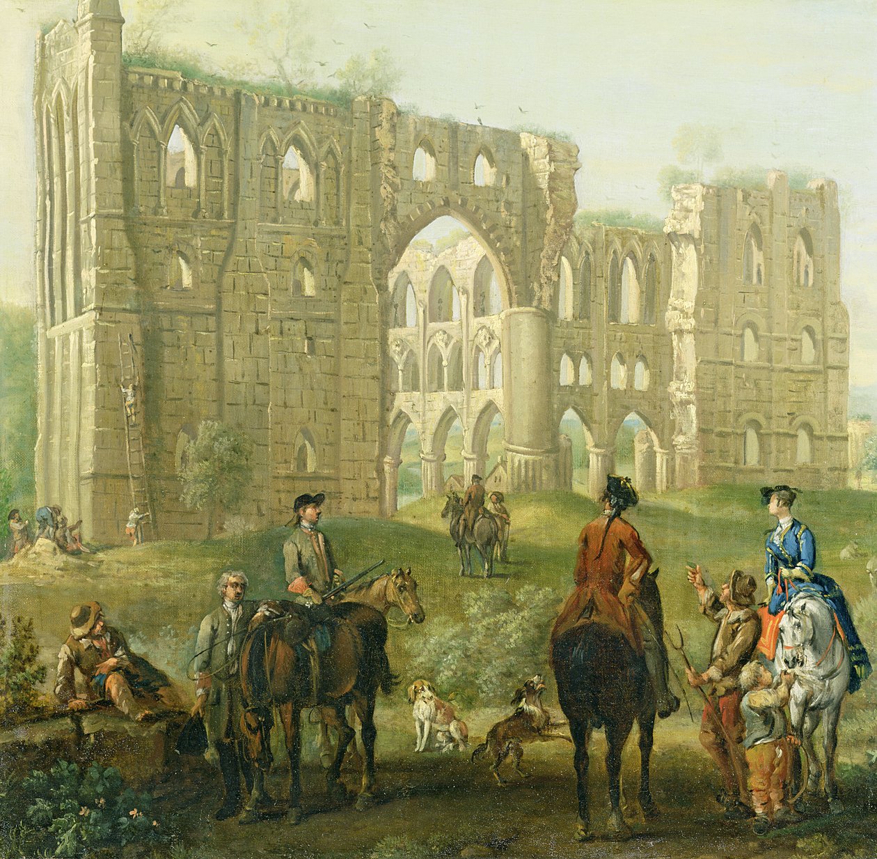 Riders Pausing by the Ruins of Rievaulx Abbey, ca 1740-50 (olja på duk) av John Wootton