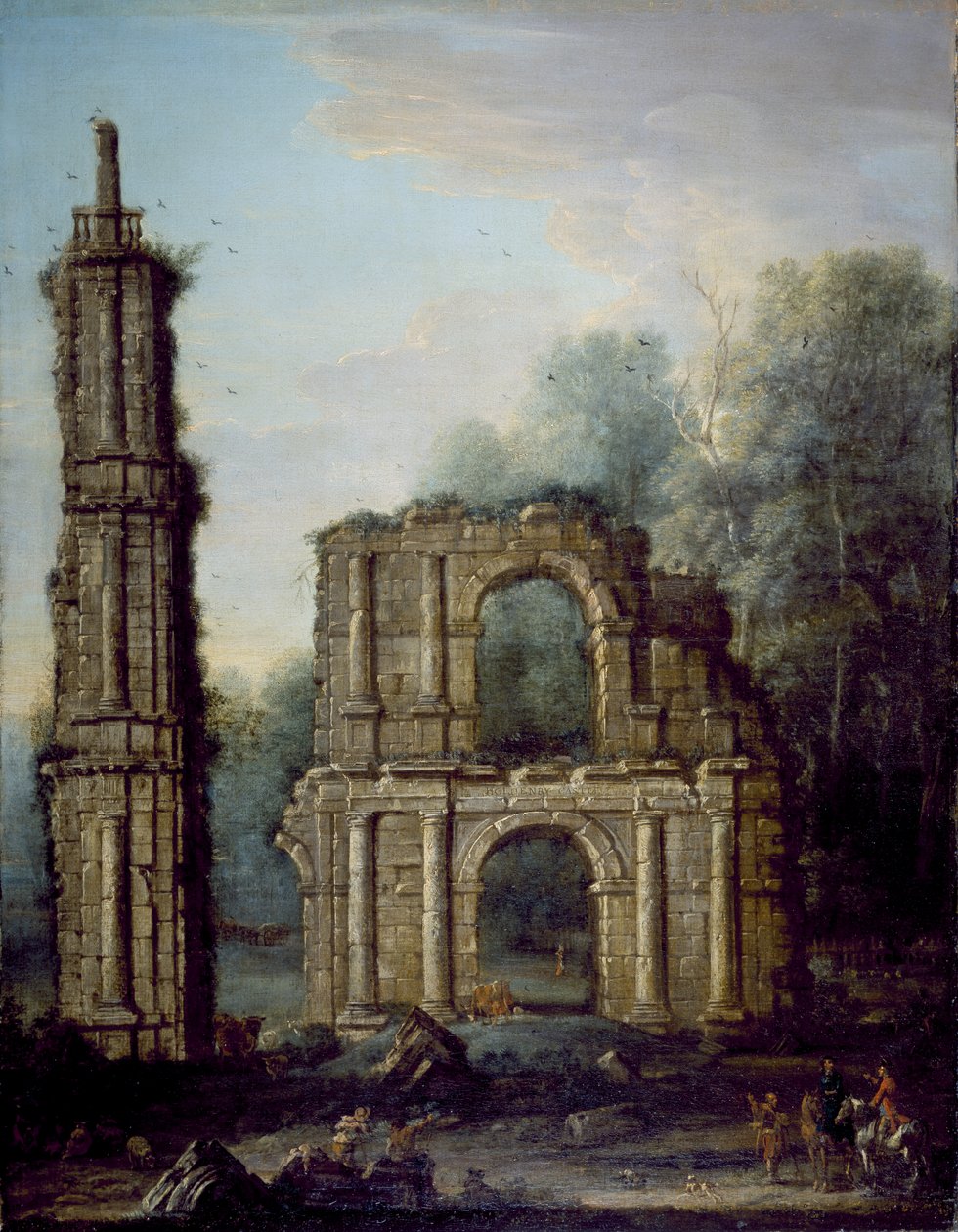 Ruinerna av Holdenby Castle, Northamptonshire, ca 1735-45 (olja på duk) av John Wootton