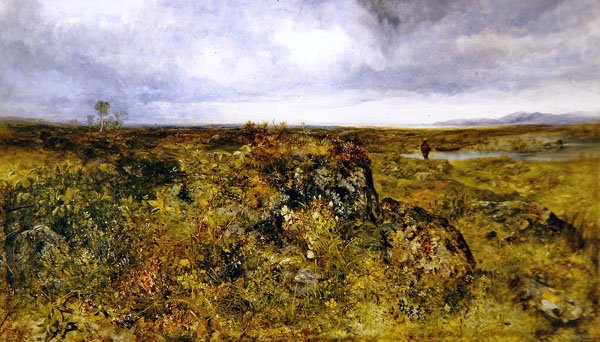Fiske på en flod (olja på duk) av John Wright Oakes