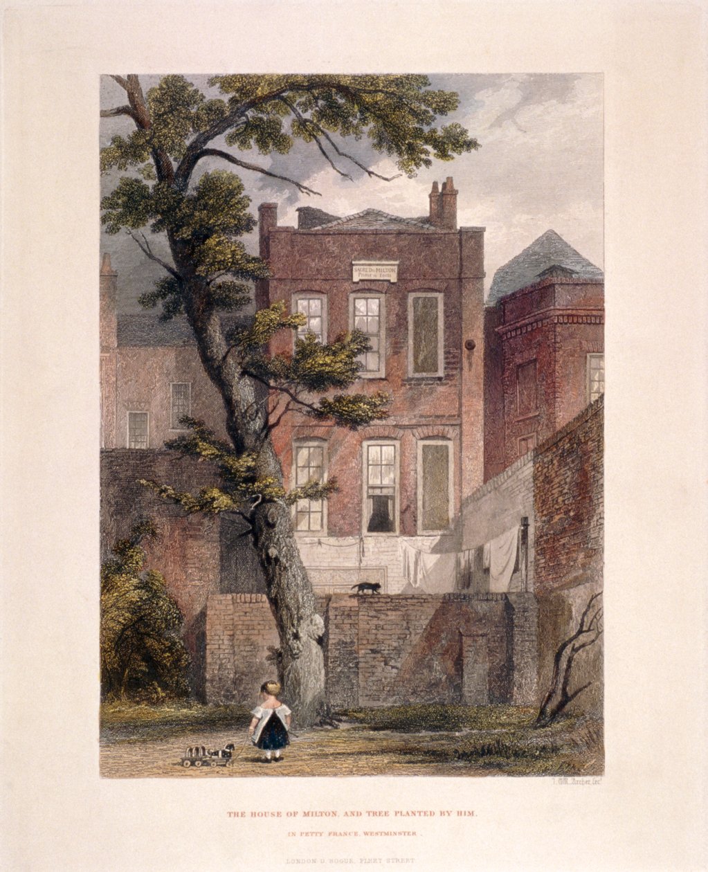 Utsikt över Miltons residens, Petty France, Westminster, London, 1851 av John Wykeham Archer
