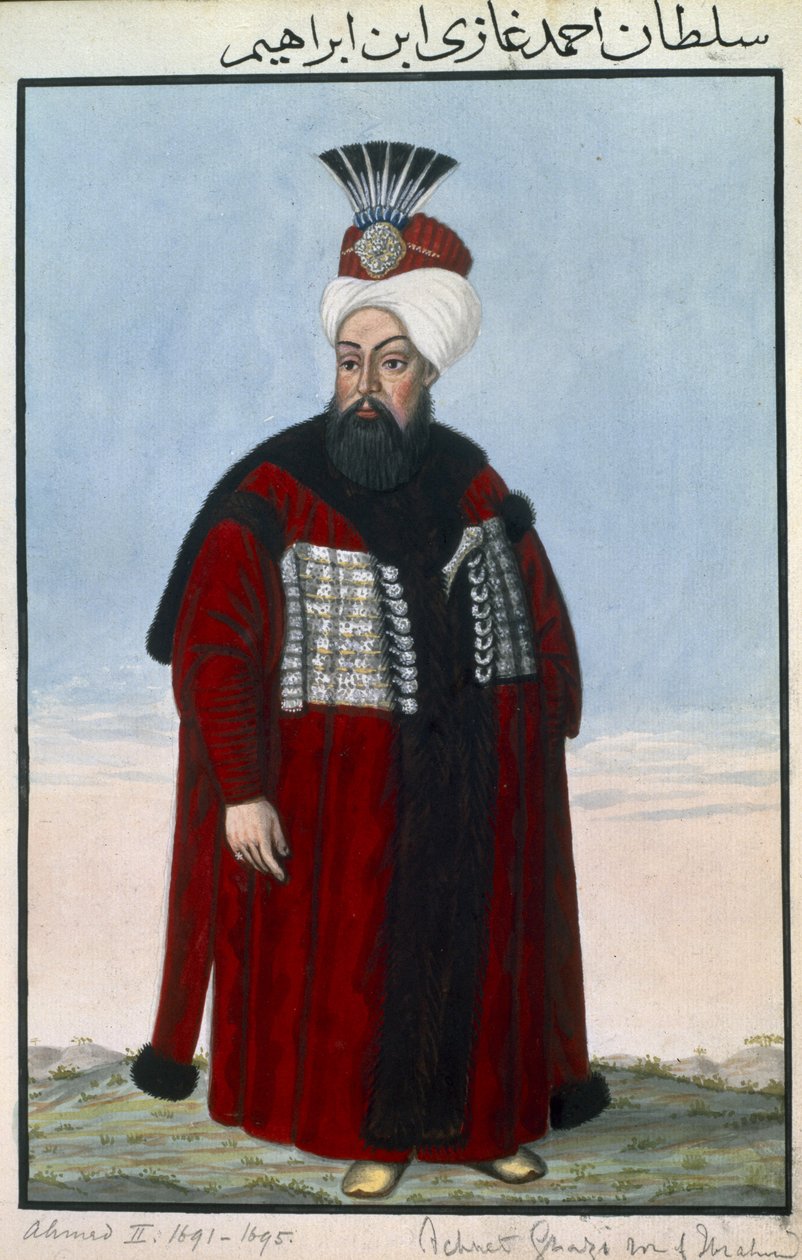 Ahmed II (1642–95) Sultan 1691–95, från ”En serie porträtt av Turkiets kejsare” av John Young