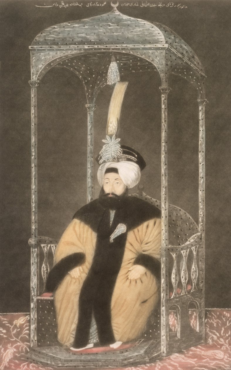 Mahmud II (1785–1839) Sultan 1808–39, från ”En serie porträtt av Turkiets kejsare” av John Young