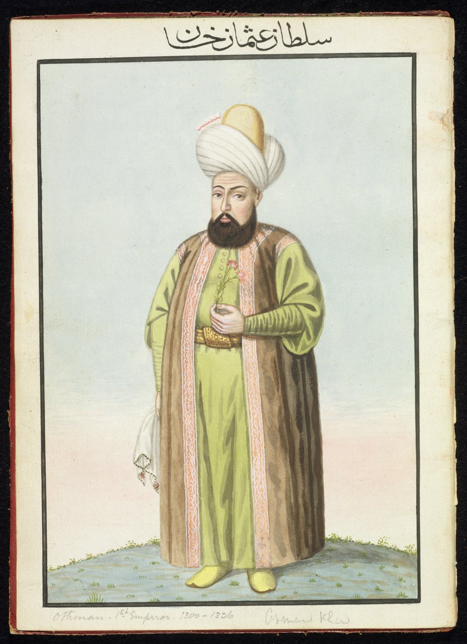 Othman (Osman) I (1259–1326), grundare av det ottomanska riket, sultan 1299–1326, från ”En serie porträtt av Turkiets kejsare”. av John Young