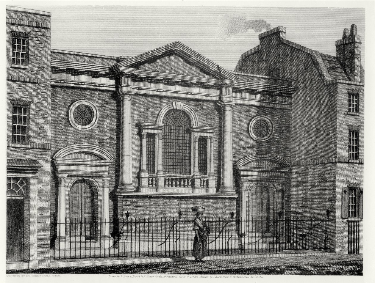 Church of St. Alphage, etsat av J. Skelton för Architectural Series of London Churches, pub. av J. Booth, 1814 av John after Coney