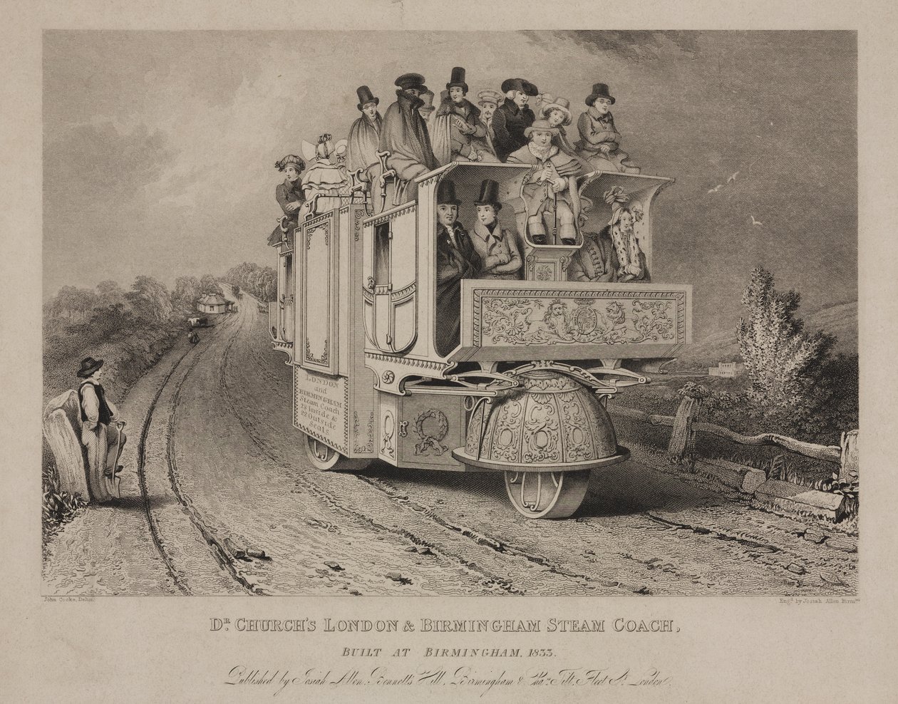 Dr. Churchs London & Birmingham Steam Coach, 1833 av John after Cooke