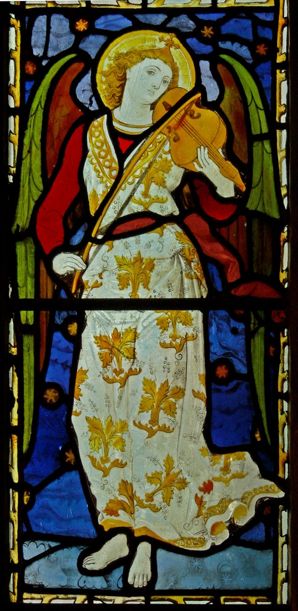 Musikalisk ängel, 1870 (målat glas) av John and Grylls Burlison