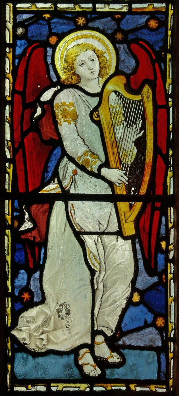 Musikalisk ängel, 1870 (målat glas) av John and Grylls Burlison