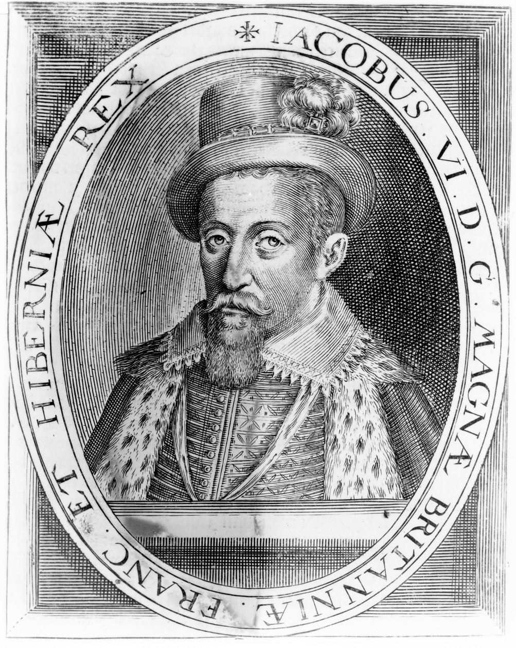 Jakob VI av Skottland, tryck utgivet av H. Jacopsen, 1618 av John de Critz