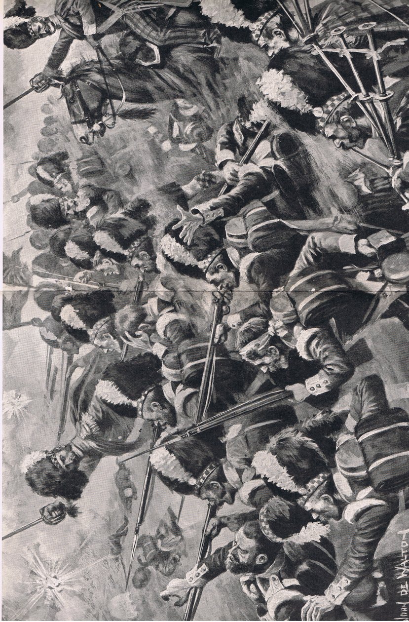 Slaget vid Alma, 20 september 1854: The 93rd Highlanders frammarsch, illustration från British Battles on Land and Sea, 1915 av John de Walton