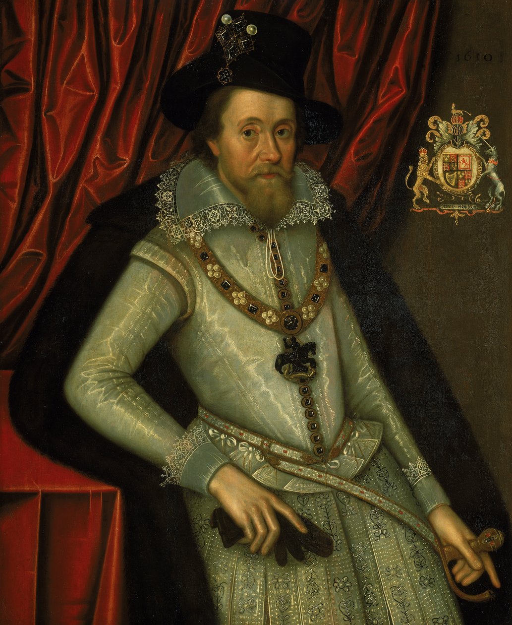 Jakob I (1566-1625), ca 1610 (olja på duk) av John de the Elder Critz