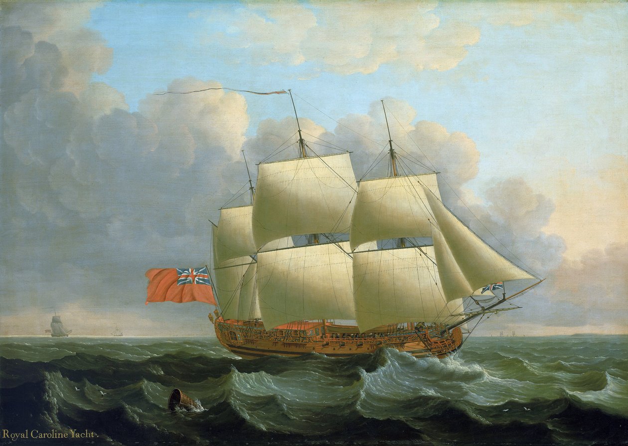 "Royal Caroline", byggd 1749 i Deptford (England). Olja på duk av John the Elder Cleveley