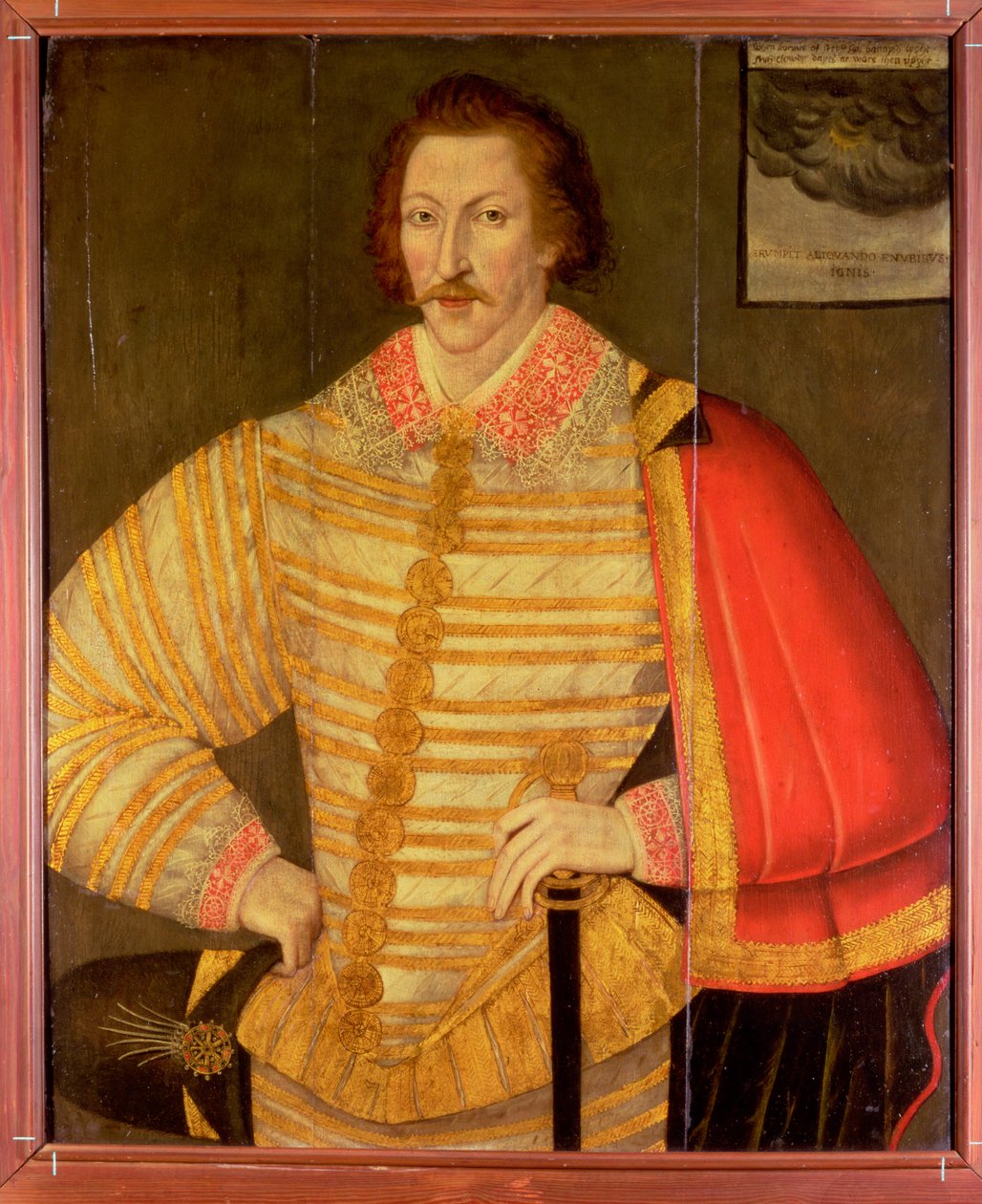 Porträtt av en gentleman, tänkt att vara engelsk navigatör Thomas Cavendish av John the Younger Bettes