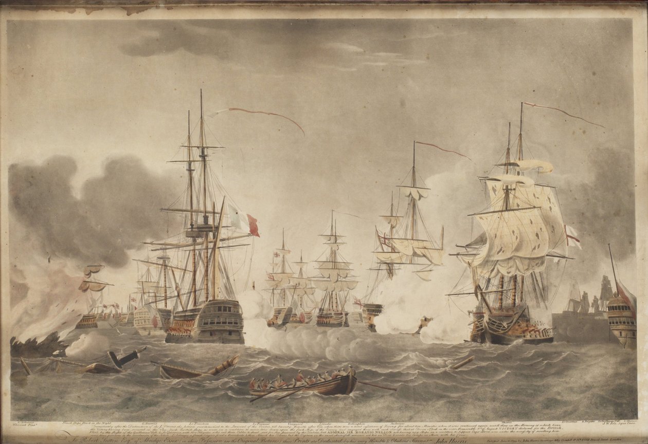 Slaget vid Nilen, ca. 1800 av John william Edy