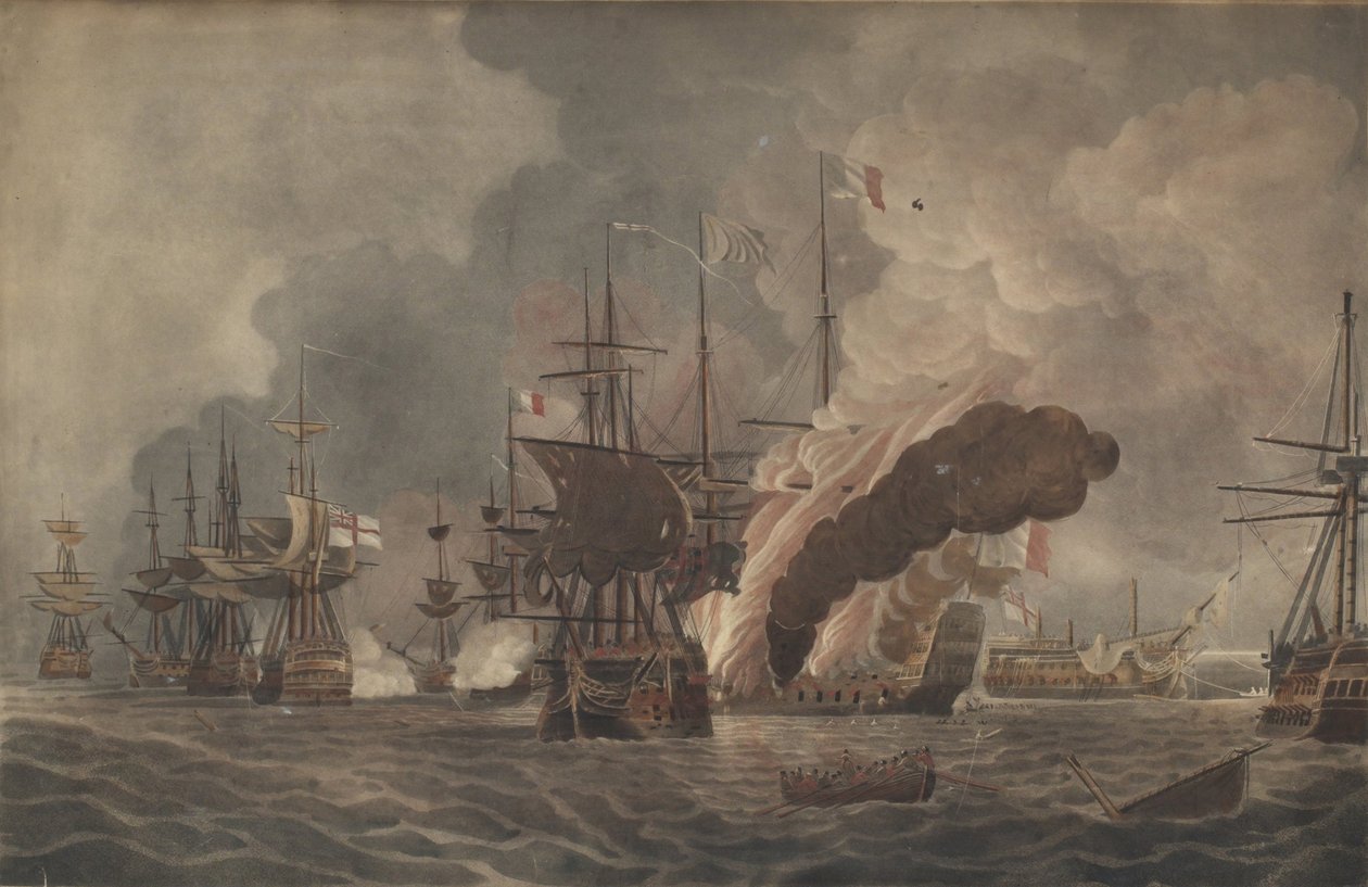Slaget vid Nilen, ca. 1800 av John william Edy