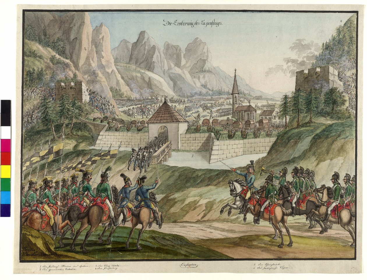 De österrikiska truppernas erövring av Luziensteig 1799 (akvarell) av Jokob Placidus Altmutter