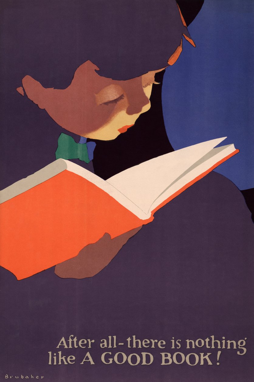 Poster av ung pojke som läser en bok av Jon O. Brubaker