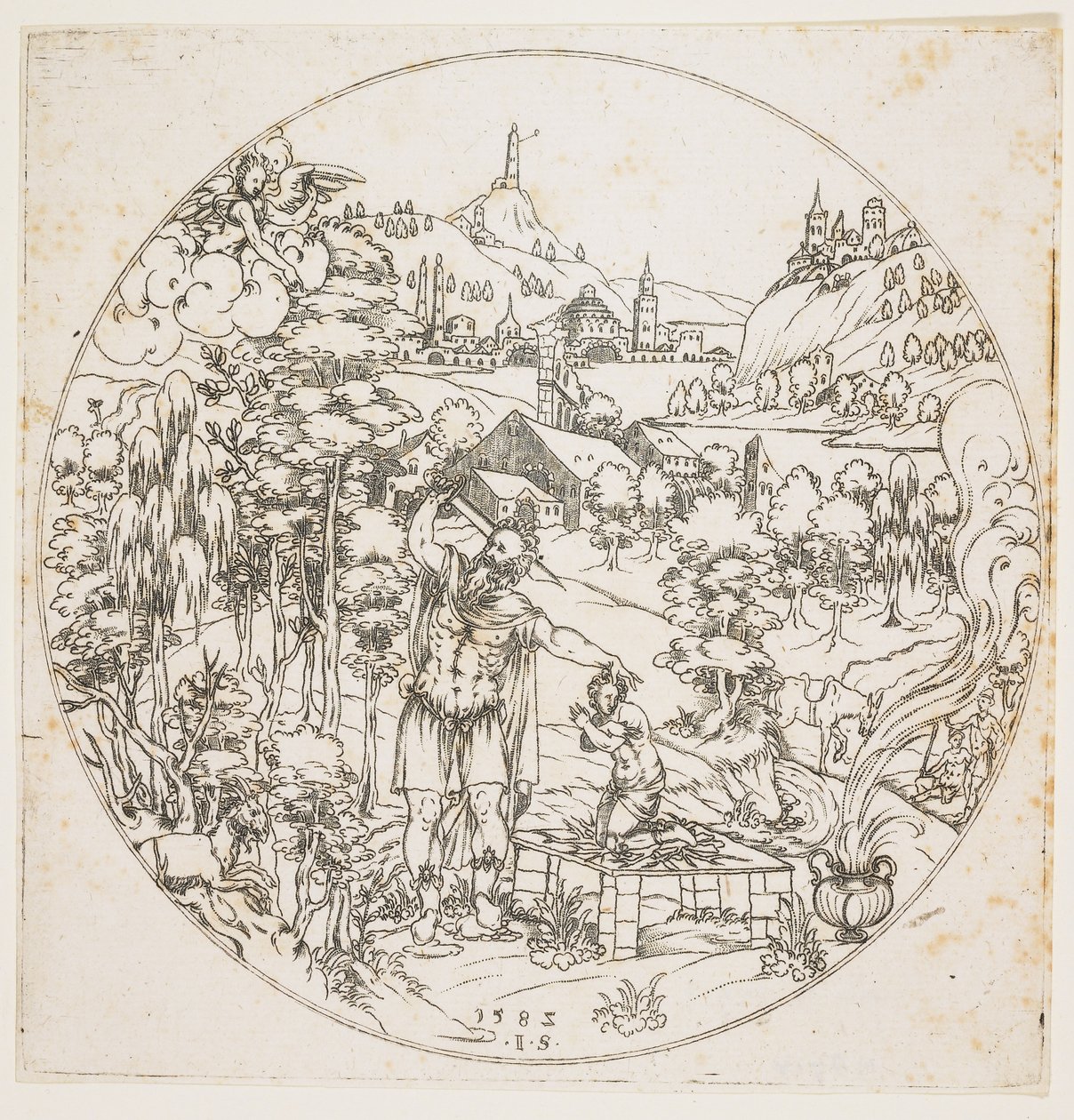 Abrahams Sacrifice, 1585 (stansgravyr) av Jonas Silber