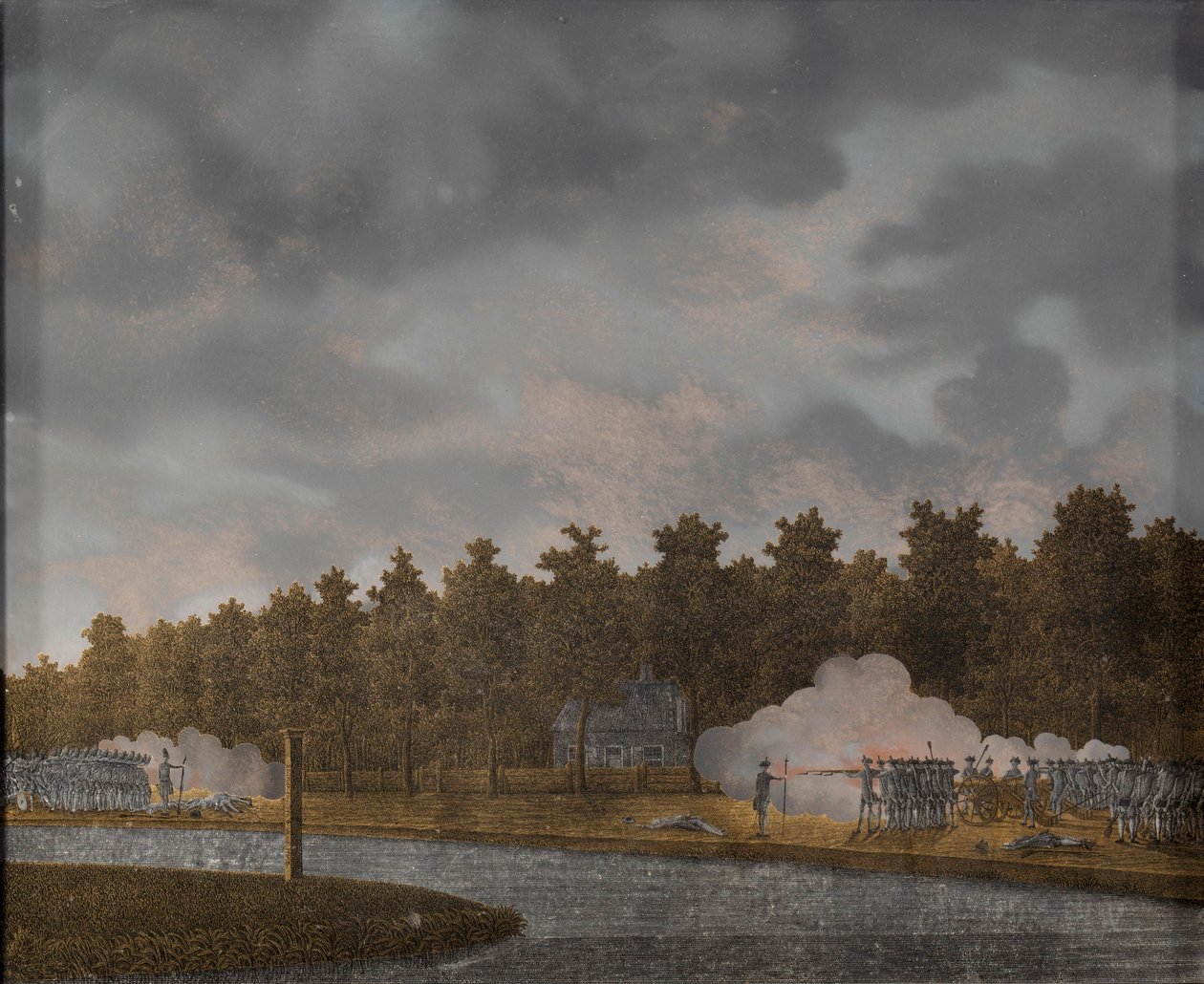 Eldväxling på Vaartse Rijn nära Jutphaas, 1787-88 (glas) av Jonas Zeuner