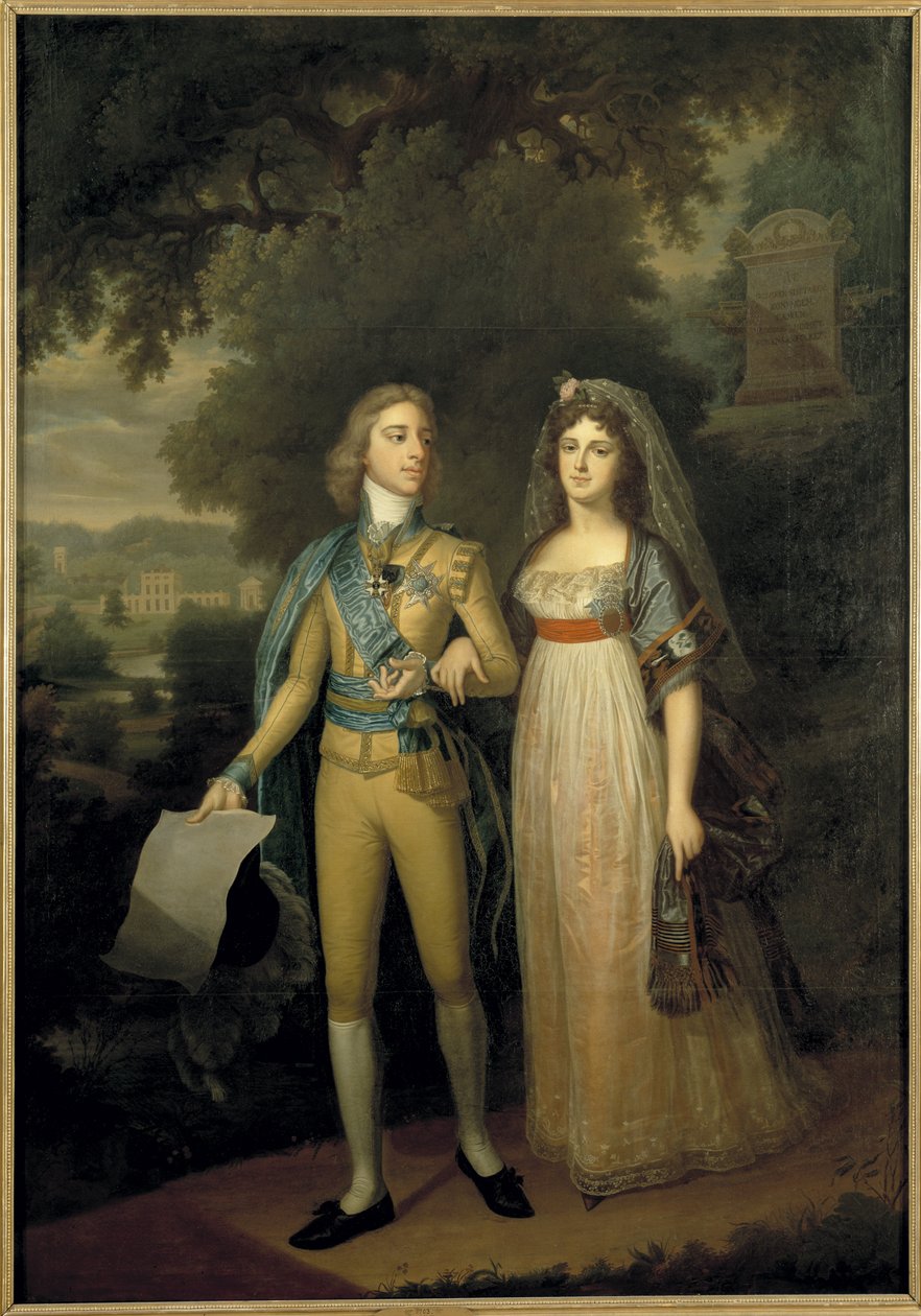 Gustave IV Adolphe de Suede - Porträtt av Gustav IV Adolf av Sverige (1778-1837) och Frederica Dorothea Wilhelmina av Baden (1781-1826), Sveriges drottning, av Forsslund, Jonas (1754-1809). Olja på duk, ca. 1797-1800. Mått: 273x195 cm. Nationalmuseum St av Jonas Forsslund
