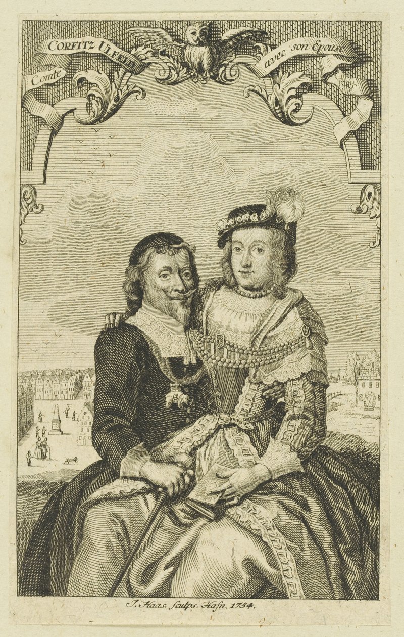 Dubbelporträtt av Corfitz Ulfeldt och hans hustru Leonora Christina, 1754. av Jonas Haas