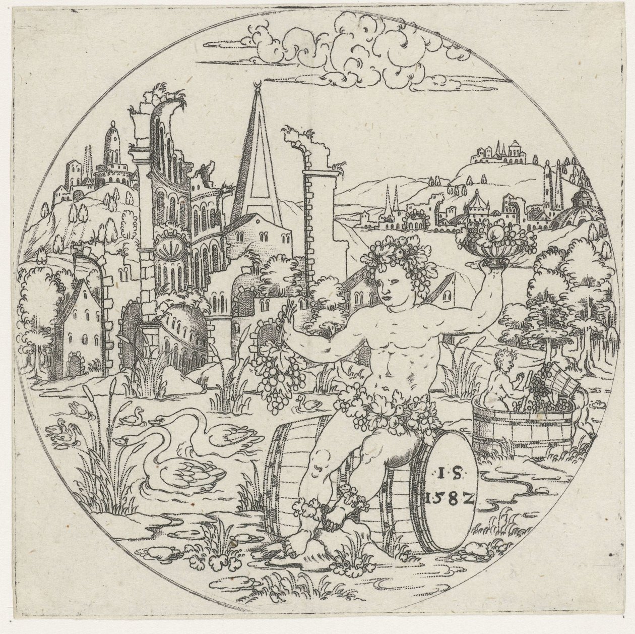 Bacchus Skålars botten: landskap med bibliska och mytologiska scener (serietitel) av Jonas Silber