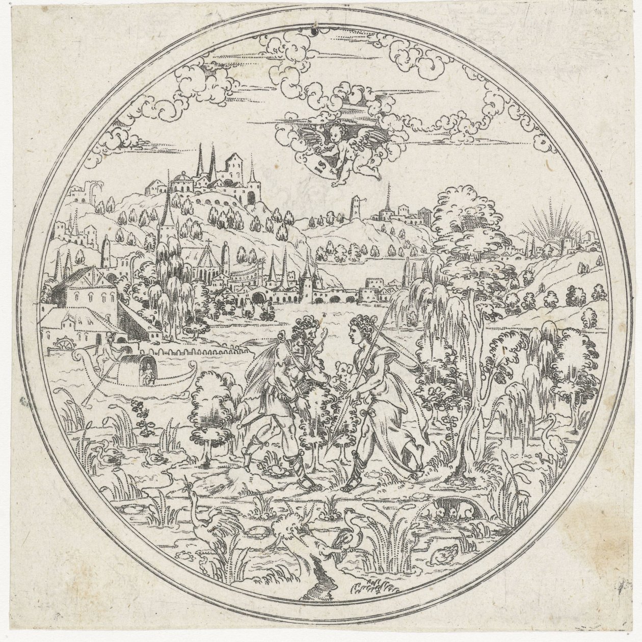 Diana och Endymion Bottoms of Bowls: Landscapes with bibliska och mytologiska skildringar (serietitel) av Jonas Silber